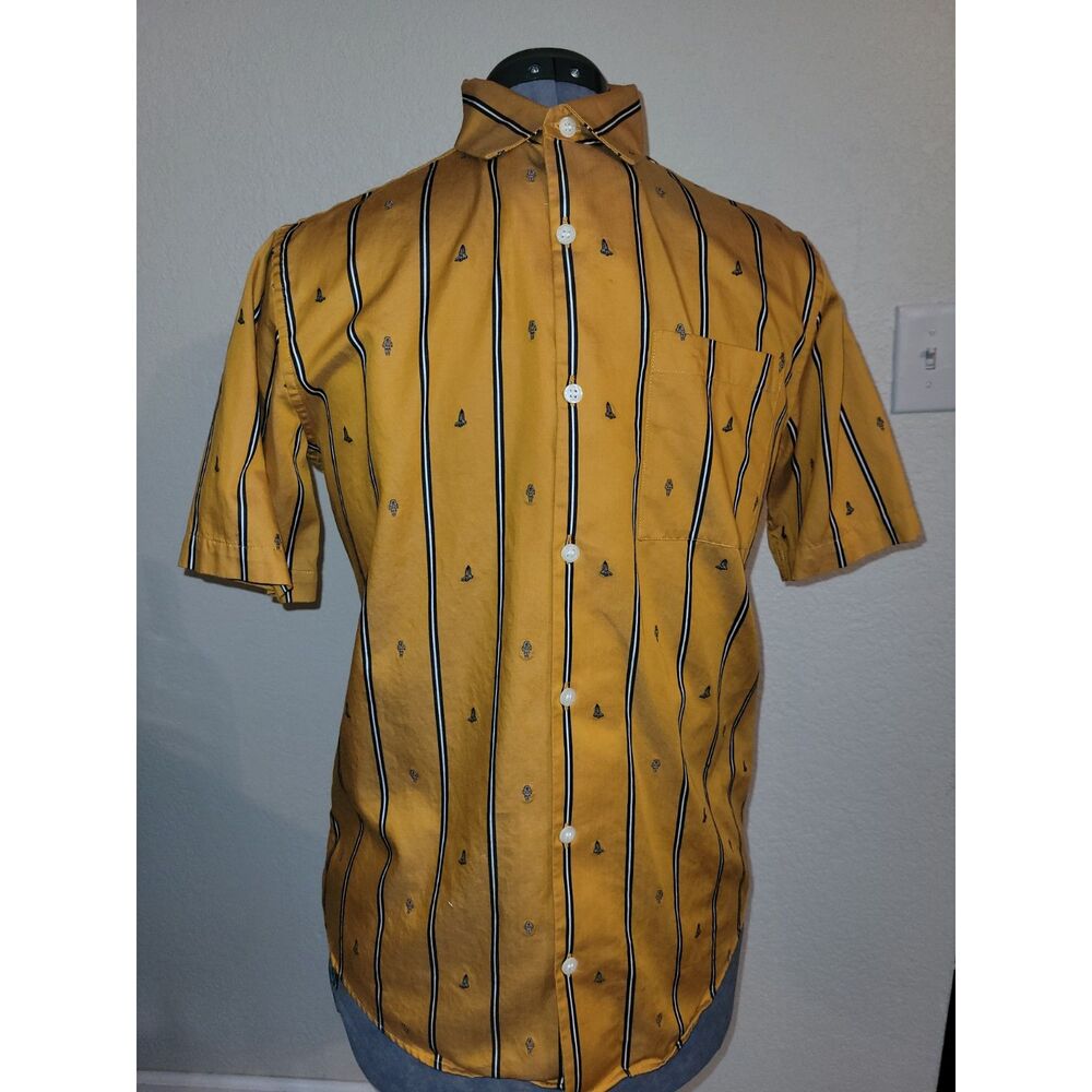 Murano Space Oddity Slim Fit Shirt | Mustard Yellow Astronauts & Rockets | M